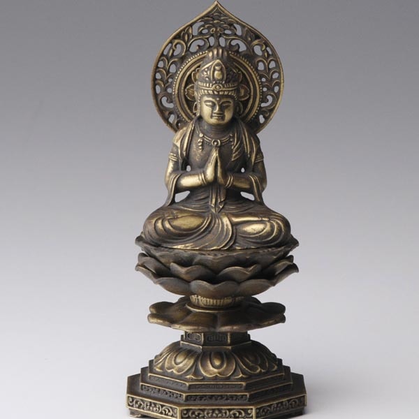 勢至菩薩 - 合金製 古美金仕上げ 総高15cm 高岡銅器