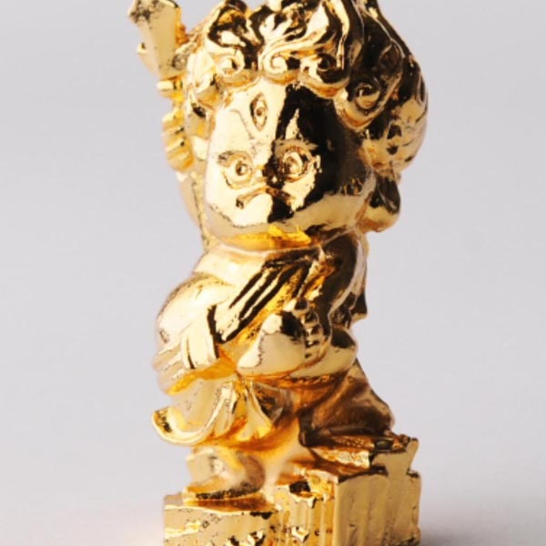 烏枢沙摩明王 - 総高4.2cm 純金メッキ 高岡銅器