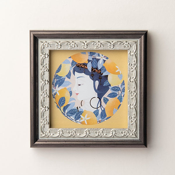 檸檬の実り ミニ箔アート版画 木綿花作