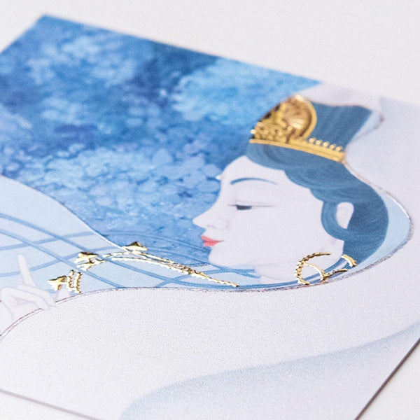 紫陽花結び(6月) ミニ箔アート版画 木綿花作