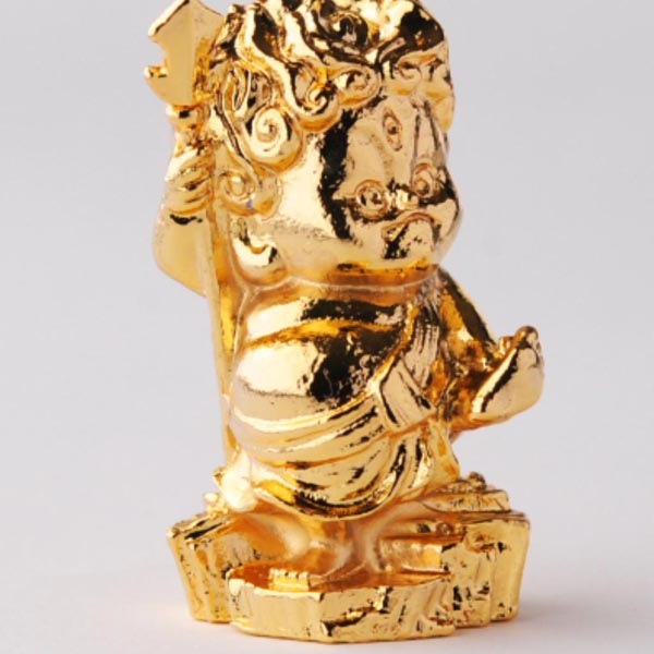 烏枢沙摩明王 - 総高4.2cm 純金メッキ 高岡銅器