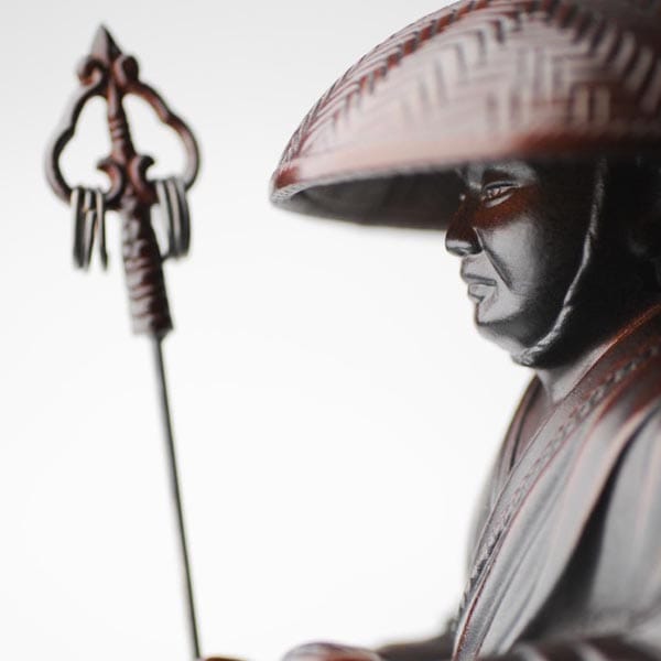 弘法大師(空海) - 総高24cm 茶彩色 高岡銅器