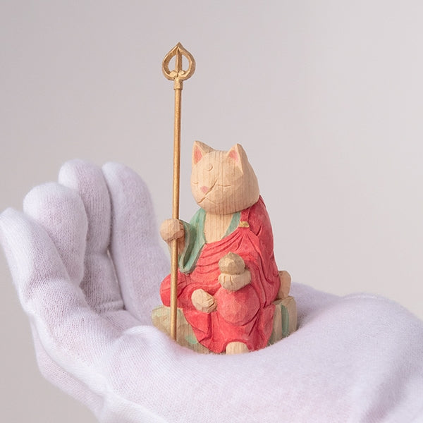 木彫りの地蔵菩薩猫仏 仏屋さかい作