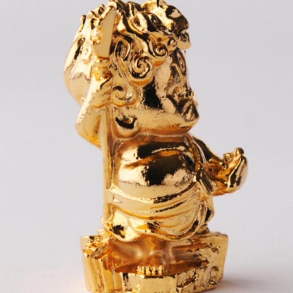 烏枢沙摩明王 - 総高4.2cm 純金メッキ 高岡銅器