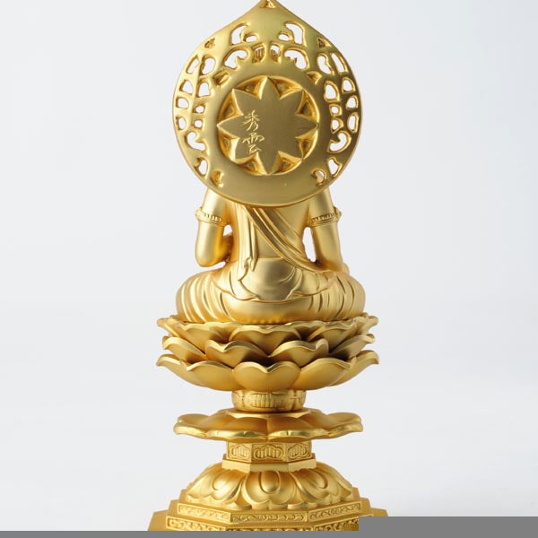 虚空蔵菩薩 - 合金製 純金メッキ仕上げ 総高15cm 高岡銅器