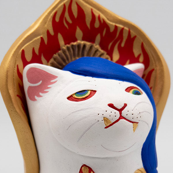 コネコッチ 不動明猫 台座付き 白