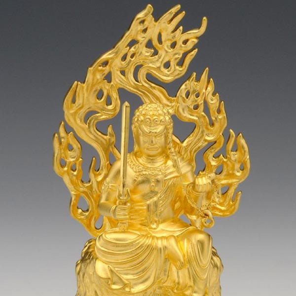 不動明王 - 純金製　総高10cm