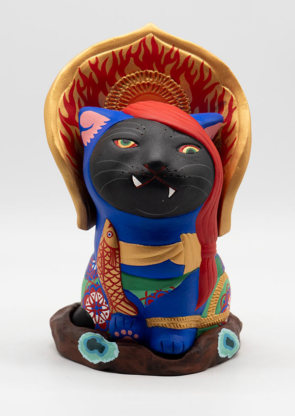 チュウデカクン 不動明猫 台座付き 青