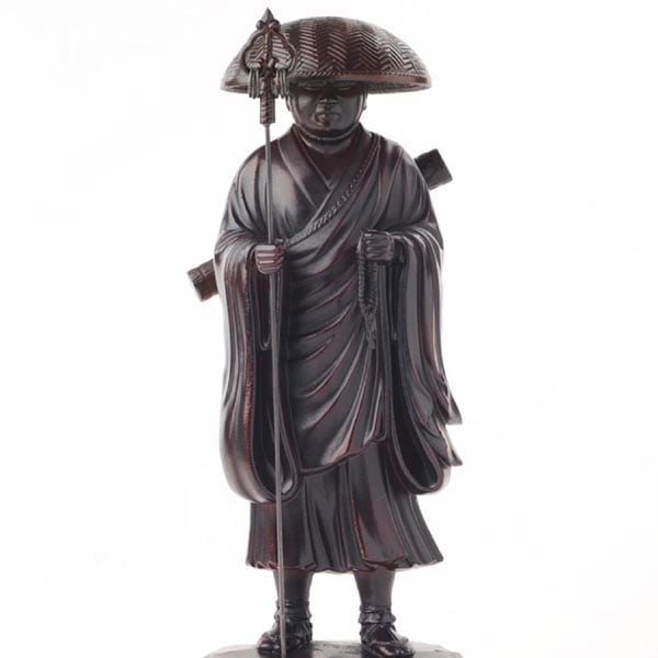 弘法大師（空海） - 総高24cm　茶彩色　高岡銅器