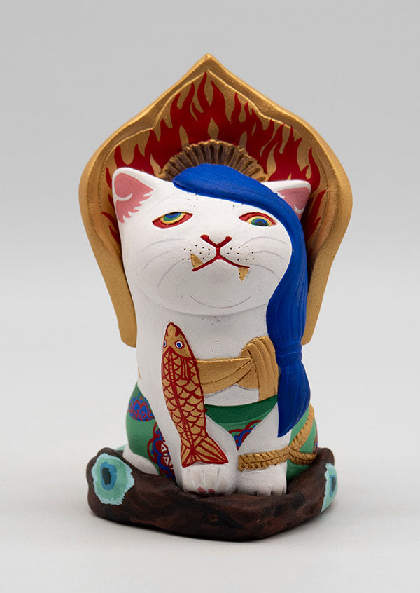 コネコッチ 不動明猫 台座付き 白