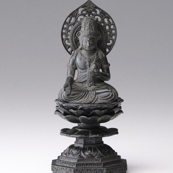 虚空蔵菩薩 - 合金製　古美青銅仕上げ　総高15cm　高岡銅器
