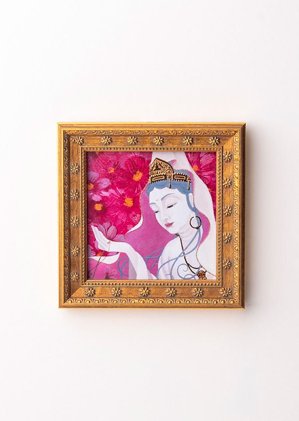 秋桜結び（9月） ミニ箔アート版画 木綿花作