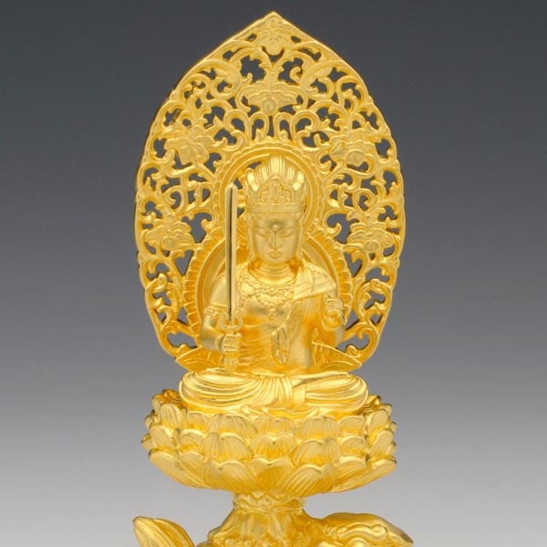 文殊菩薩 - 純金製　総高11.3cm
