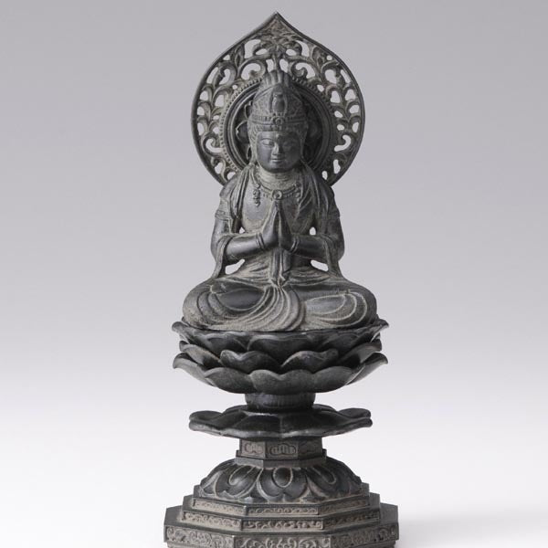 勢至菩薩 - 合金製　古美青銅仕上げ　総高15cm　高岡銅器