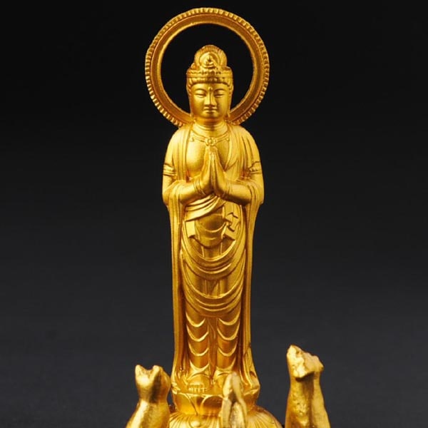 ペット観音 - うるおい　総高7.5cm　金色　高岡銅器