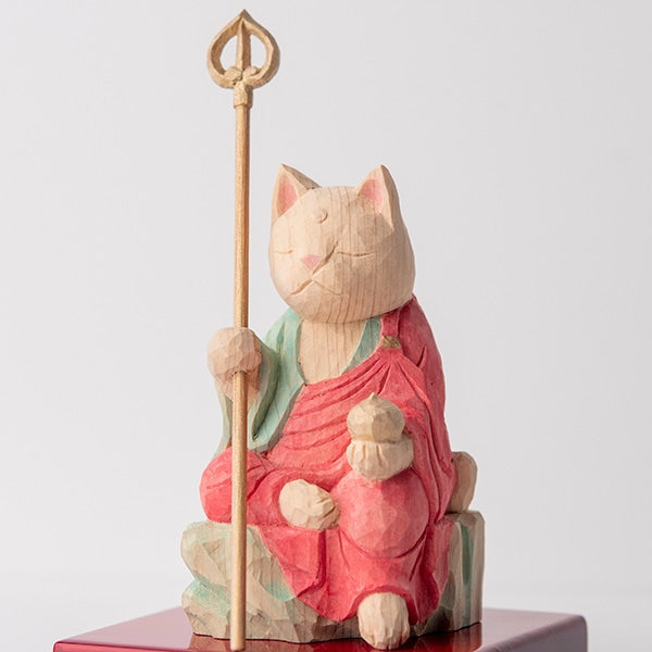 木彫りの地蔵菩薩猫仏 仏屋さかい作