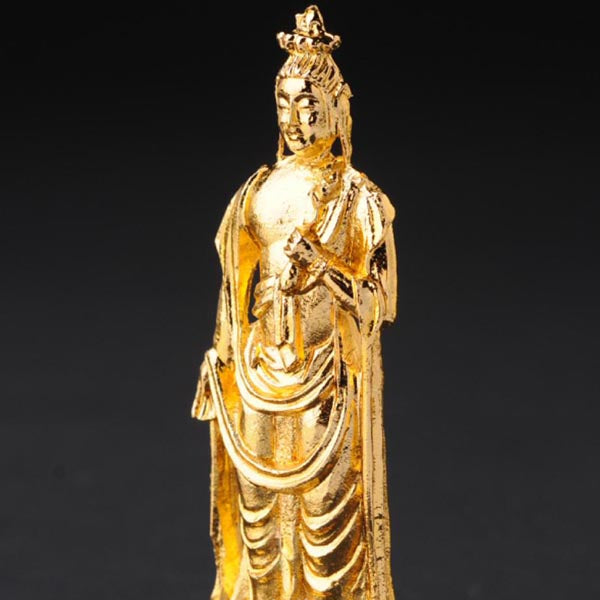 十一面観音菩薩 - 総高7cm　純金メッキ　高岡銅器