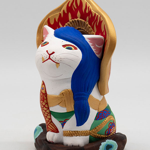 コネコッチ 不動明猫 台座付き 白