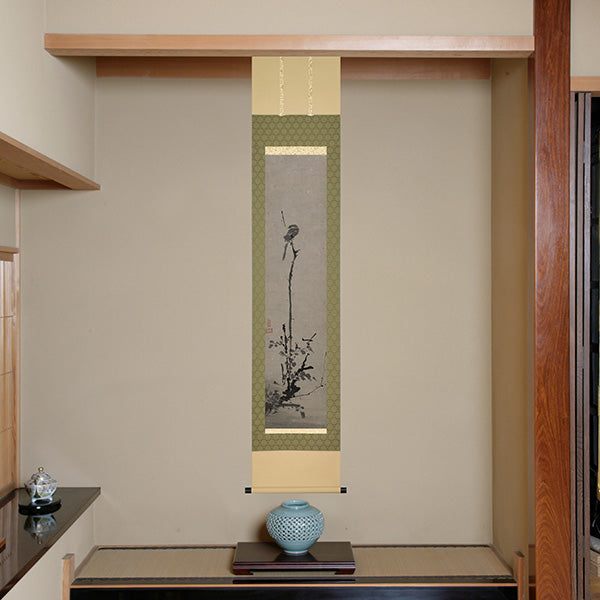 宮本武蔵 枯木鳴鵙図 掛軸（原寸大複製）