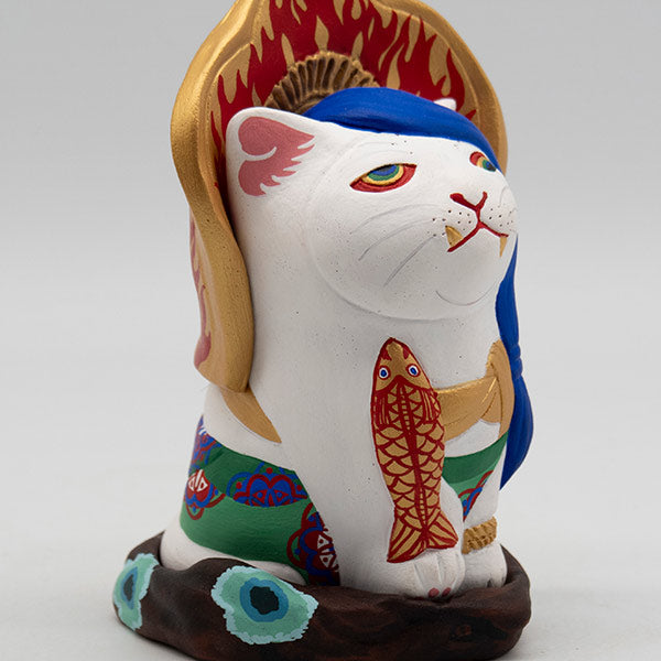 コネコッチ 不動明猫 台座付き 白
