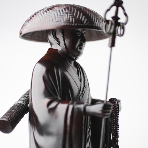 弘法大師（空海） - 総高24cm　茶彩色　高岡銅器