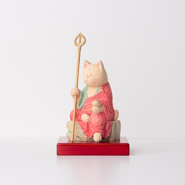 木彫りの地蔵菩薩猫仏 仏屋さかい作