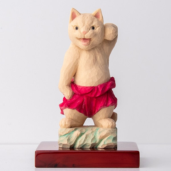 木彫りの金剛力士猫仏